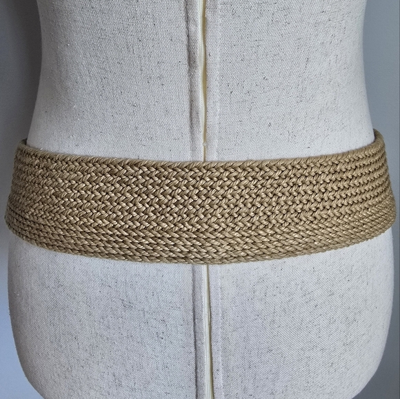 Ralph Lauren, New Woven Brown Leather Buckle Wide Statement Belt Size Small - Picture 6 of 11